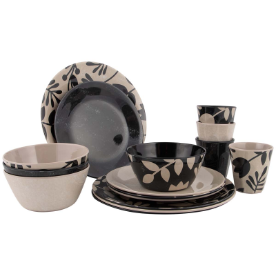 BC Servies Mix&Match 16dlg bei/zwart