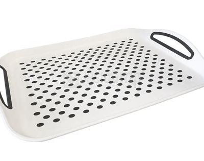 Dienblad of opvangblad voor water van afdruiprek wit/grijs